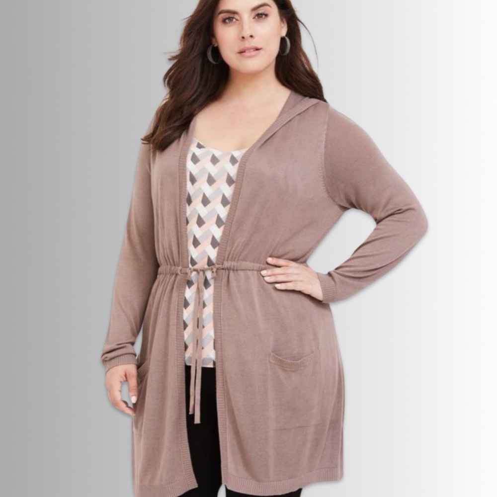Torrid Tan Hooded Cardigan w/Drawstring, Pockets and Long Sleeves, Size 14/16